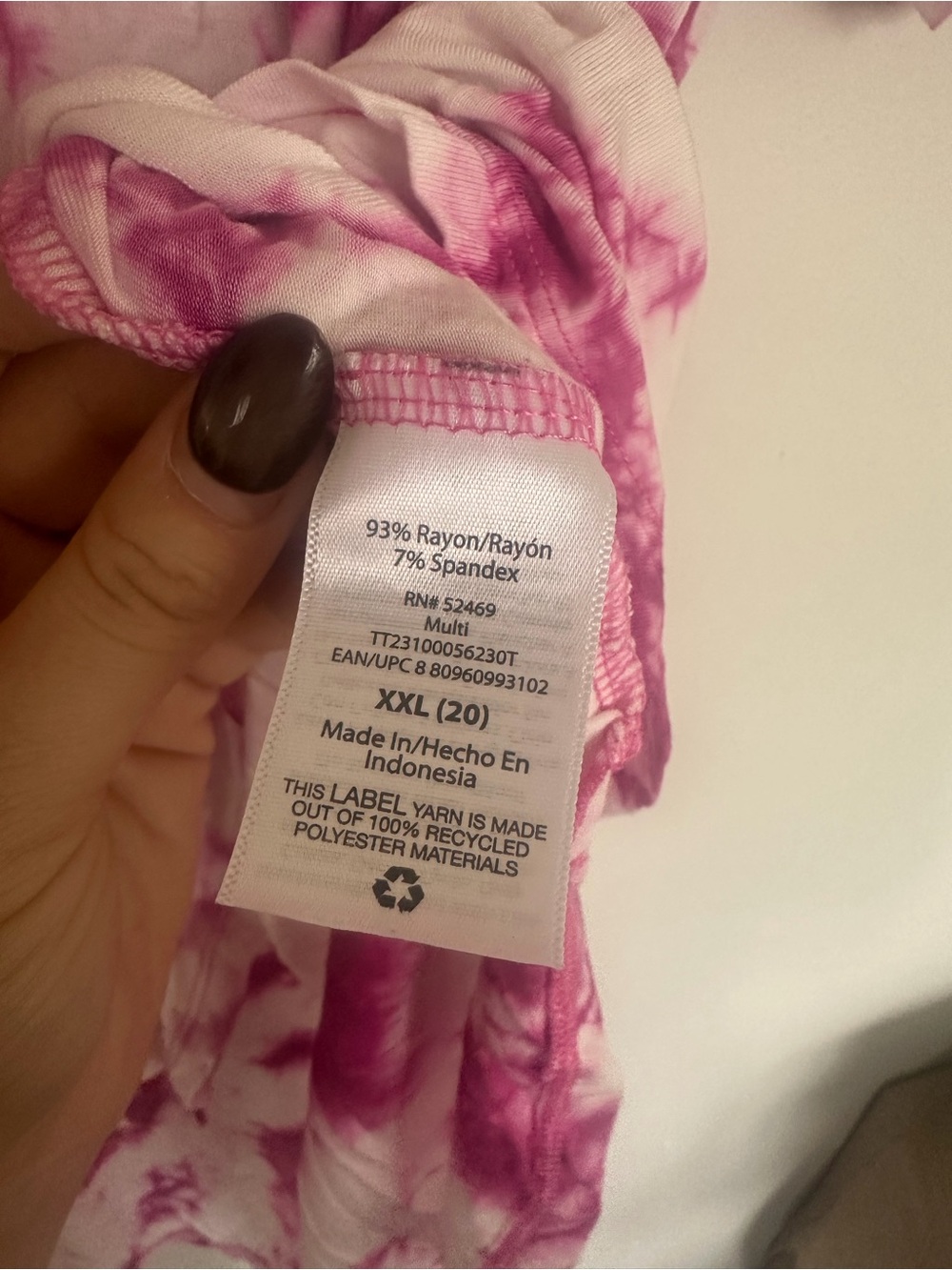 Time and Tru Pink Tie Dye V-Neck Tunic Top XXL - Picture 4 of 4